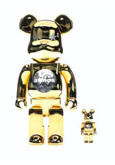 BE@RBRICK x Atmos 金色镀铬 100% 和 400% 套装 Bearbrick