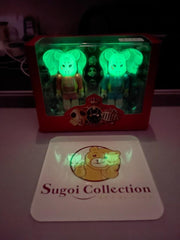 BE@RBRICK x Kamen Joshi 100% GID 蓝色和粉色套装(2015 年发布)夜光 bearbrick