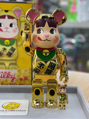 BE@RBRICK x Maneki Neko Peko-chan Gold Chrome 100%+400% (Released in 2017) bearbrick