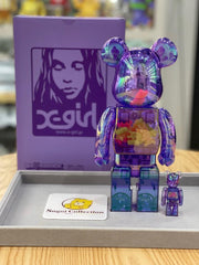 BE@RBRICK x X-Girl 透明紫 100%+400% bearbrick xgirl