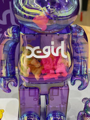BE@RBRICK x X-Girl 透明紫 100%+400% bearbrick xgirl