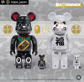 BE@RBRICK x Bape 招财猫 黑色 & 达摩白色 100%+400% bearbrick 幸运猫 招财猫