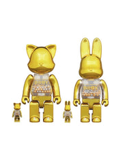 BE@RBRICK x 我的第一个婴儿 Rabbrick & Nyabrick 400% 套装金色镀铬 bearbrick b@by