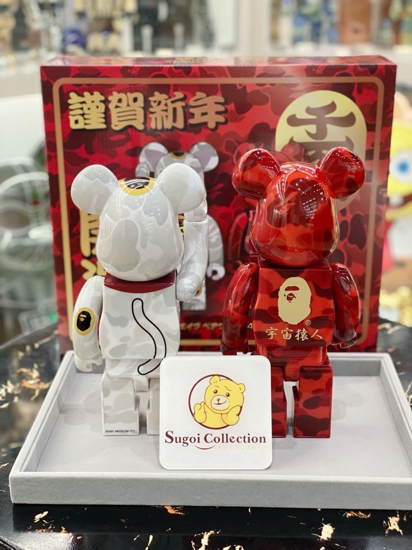 BE@RBRICK x Bape Maneki Neko & Daruma 400% (Set of 2) bearbrick lucky cat fortune cat