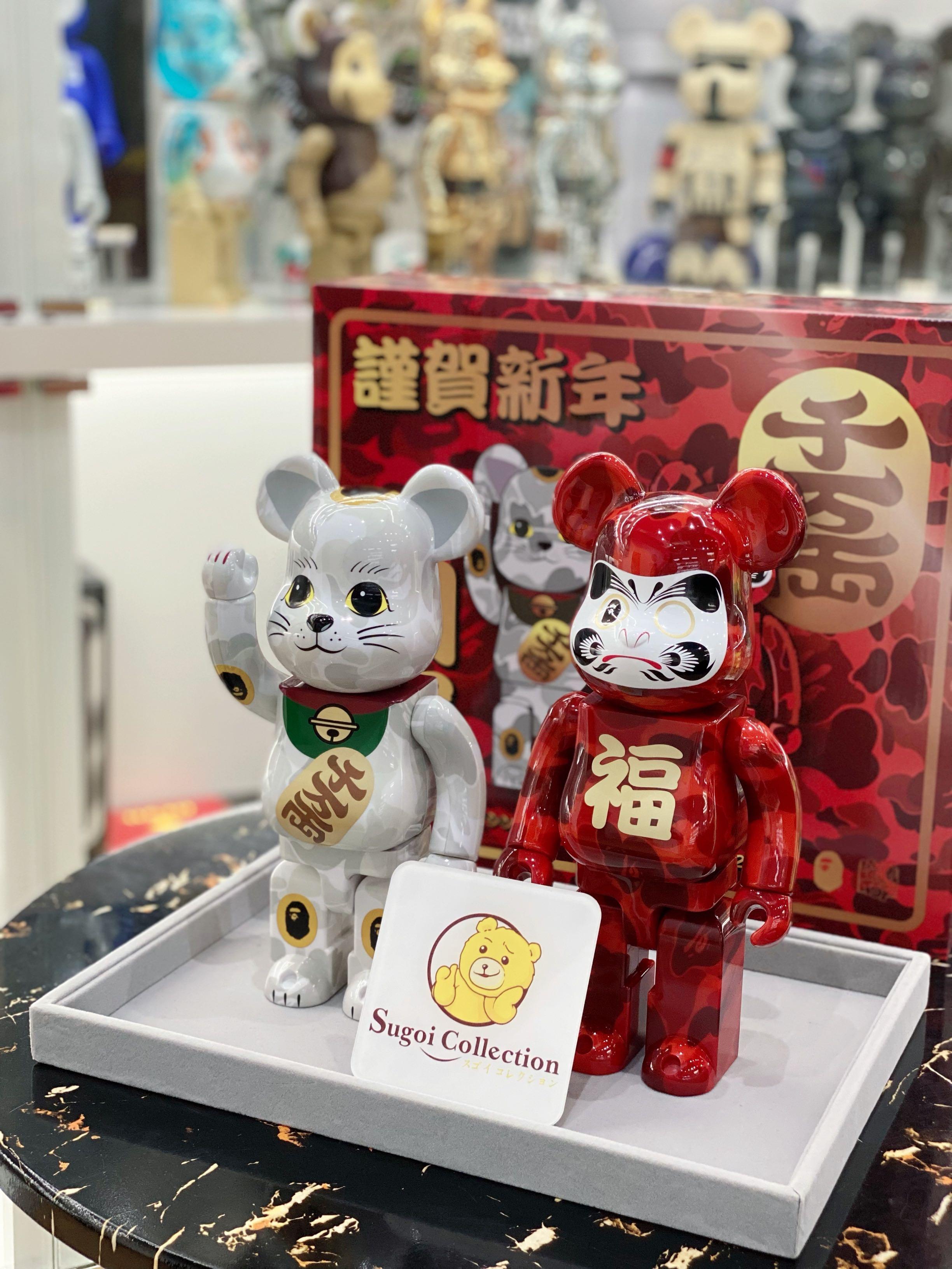 BE@RBRICK x Bape Maneki Neko & Daruma 400% (Set of 2) bearbrick lucky cat fortune cat