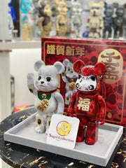 BE@RBRICK x Bape Maneki Neko & Daruma 400% (Set of 2) bearbrick lucky cat fortune cat