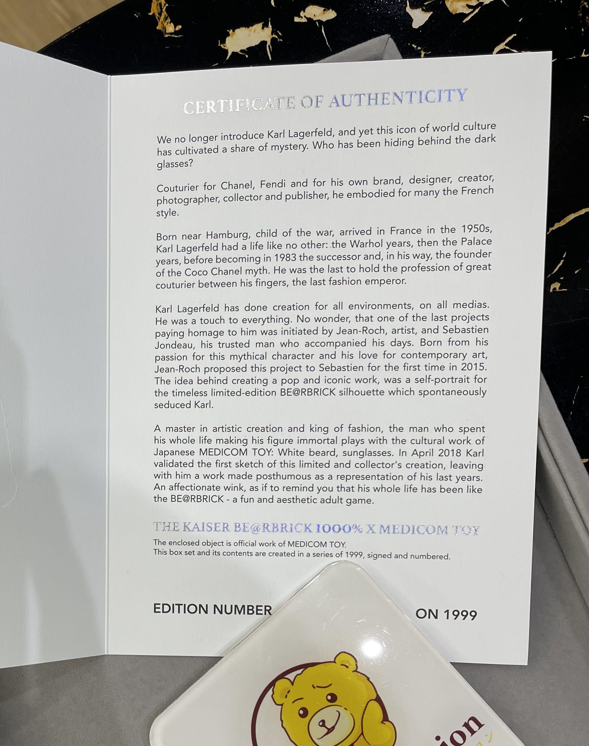 BE@RBRICK x The Kaiser 1000% Designed by Karl Lagerfeld (Edition of 1999, numbered and come with certificate)