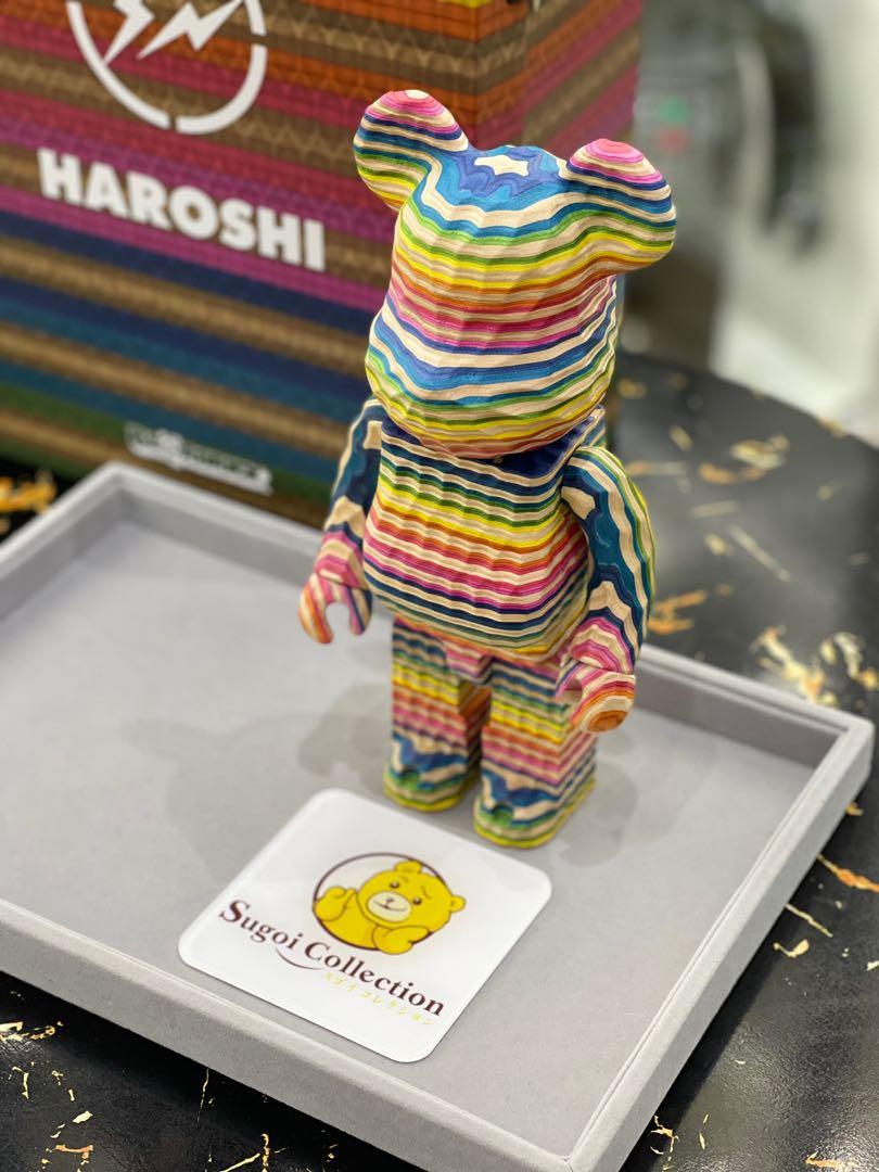 BE@RBRICK x fragmentdesign x HAROSHI Karimoku 400% 雕刻木 bearbrick