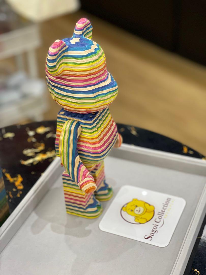 BE@RBRICK x fragmentdesign x HAROSHI Karimoku 400% 雕刻木 bearbrick