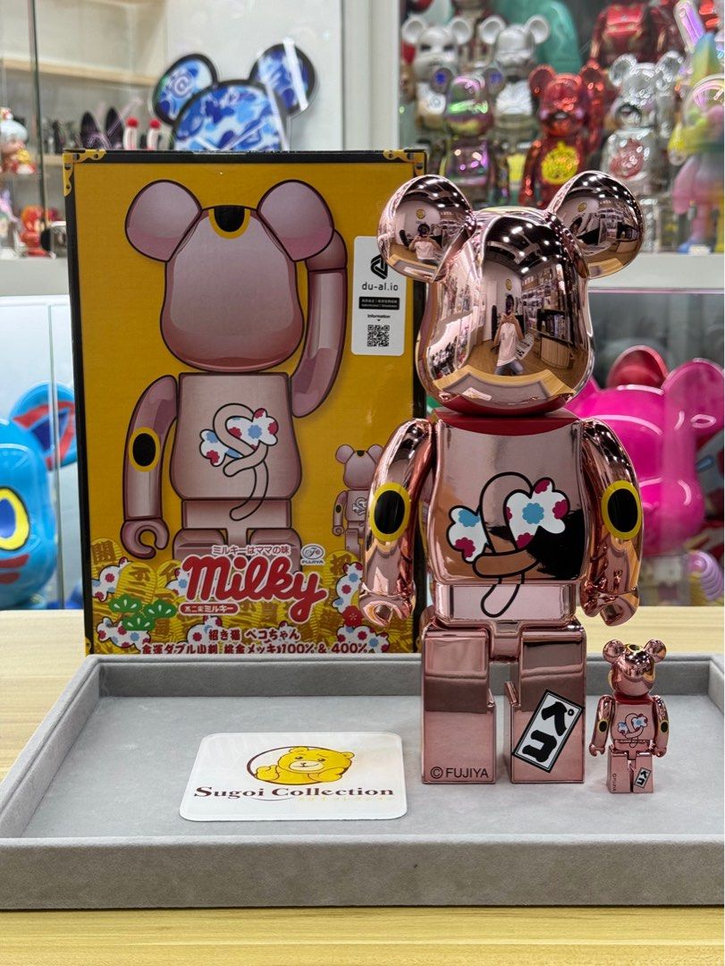BE@RBRICK x Peko-Chan 100%+400% Pink Gold Plated “Gold Luck” 金运